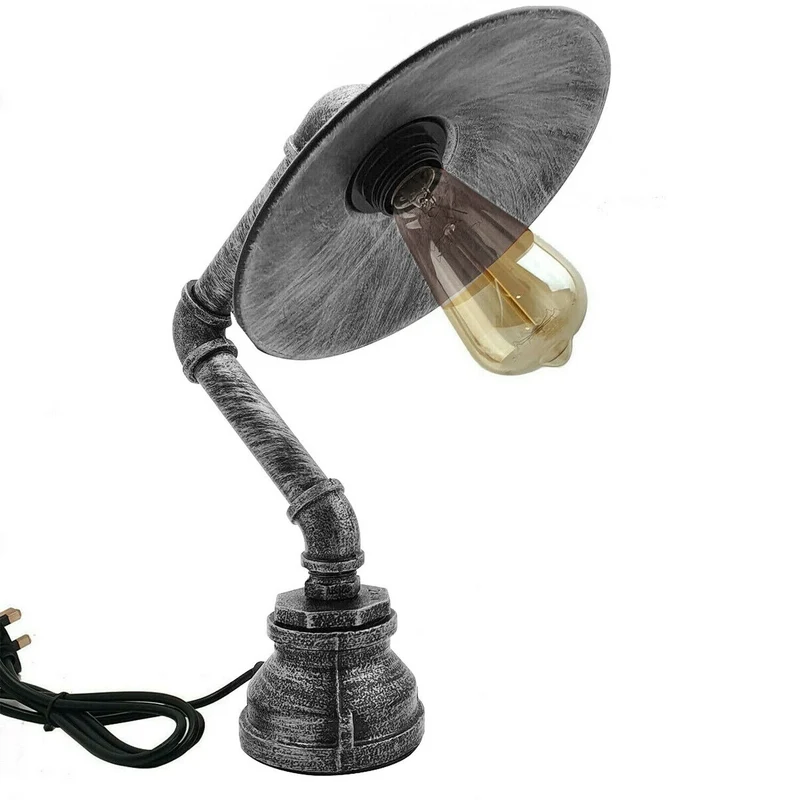 All Seasons Life Lampe de table Steampunk industrielle vintage avec abat-jour plat