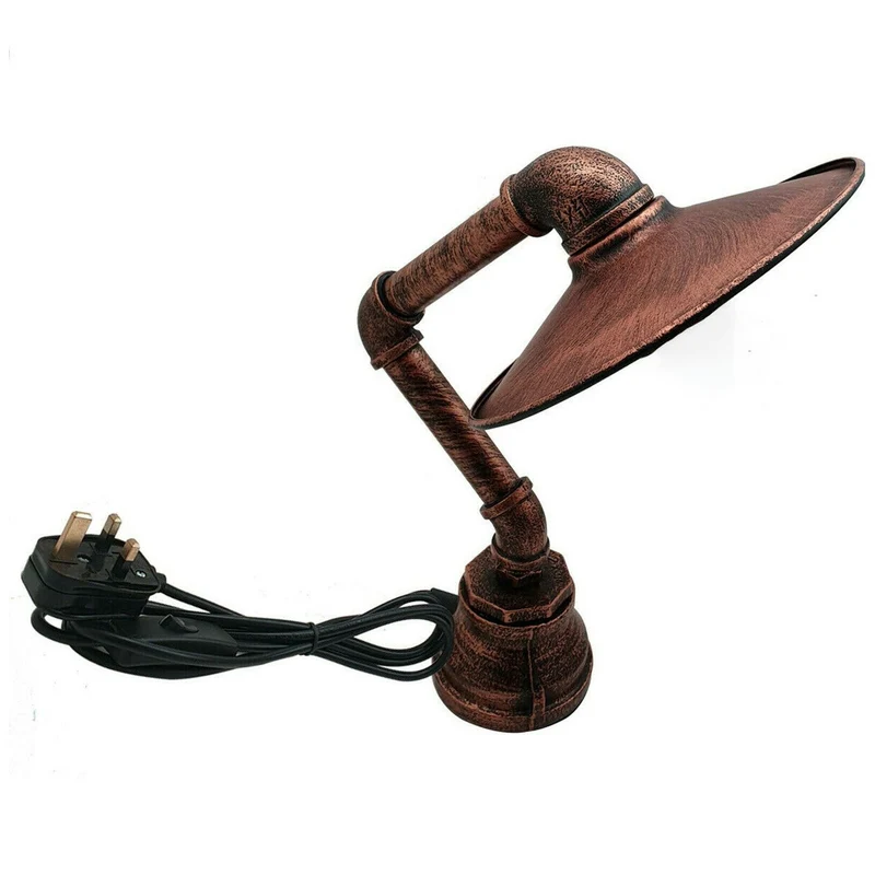 All Seasons Life Lampe de table Steampunk industrielle vintage avec abat-jour plat