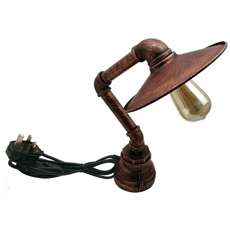 All Seasons Life Lampe de table Steampunk industrielle vintage avec abat-jour plat