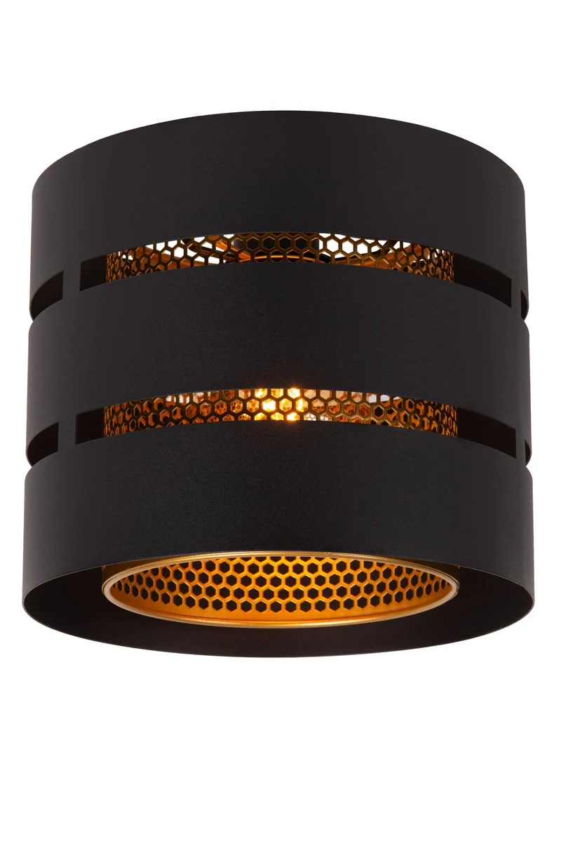 Deckenleuchte Rosas 1-flammig Trommelform Ø26cm Schwarz