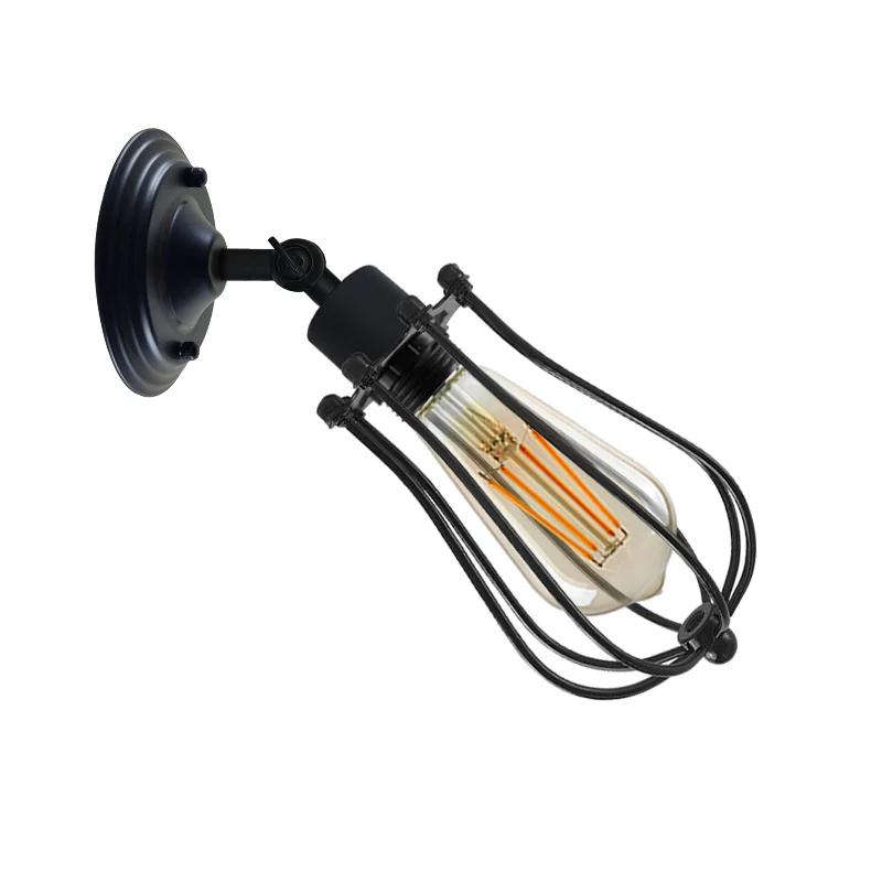Modern Wandleuchte Schwarz Innen käfig lampenschirm ~2972