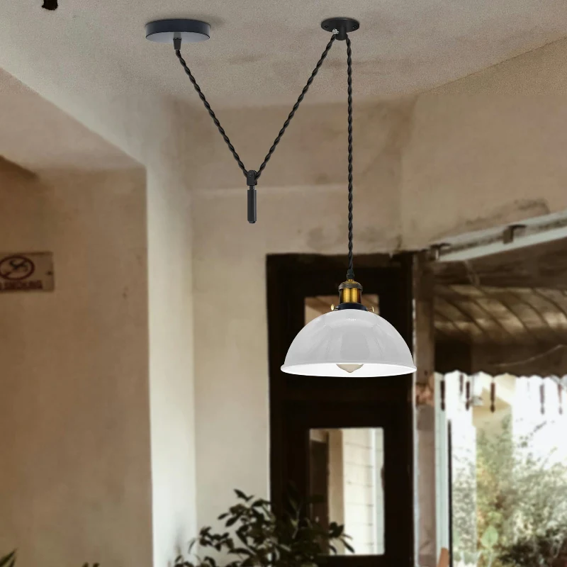 Weiß Metall Pendelleuchte Hängelampe Ø 21cm Fur Wohnzimmer~3069