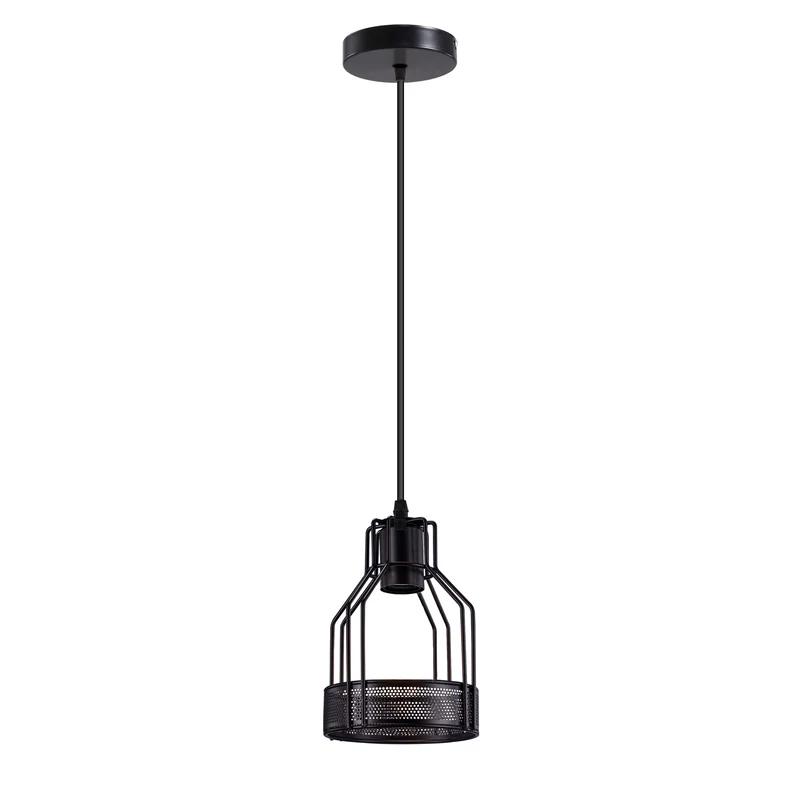 industrielle Vintage-Pendelleuchte im schwarzen Vogelkäfig-Design~3059
