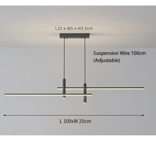 Lineaire LED Hanglamp Dimbaar met Verstelbare Kabel voor Eettafel Keukeneiland Moderne Verlichting Zwart | Sansoti