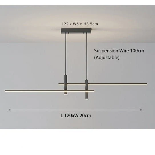 Lineaire LED Hanglamp Dimbaar met Verstelbare Kabel voor Eettafel Keukeneiland Moderne Verlichting Zwart | Sansoti