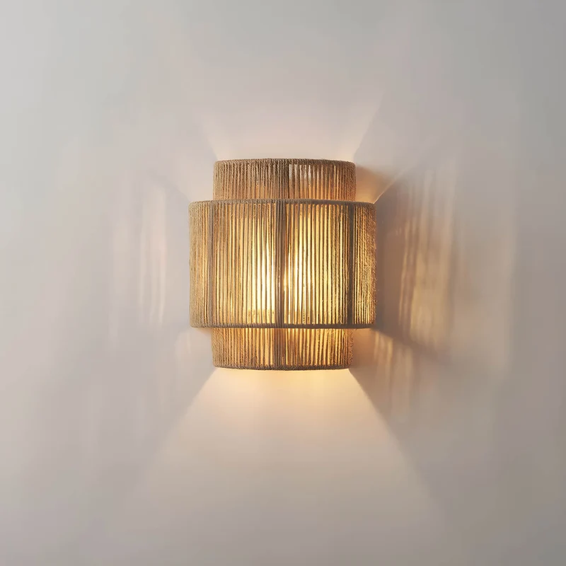 Wandlamp Gevlochten Touw Natuurlijk Materiaal Sfeervol Zacht Licht Modern Rustiek Woonkamer Slaapkamer | Sansoti