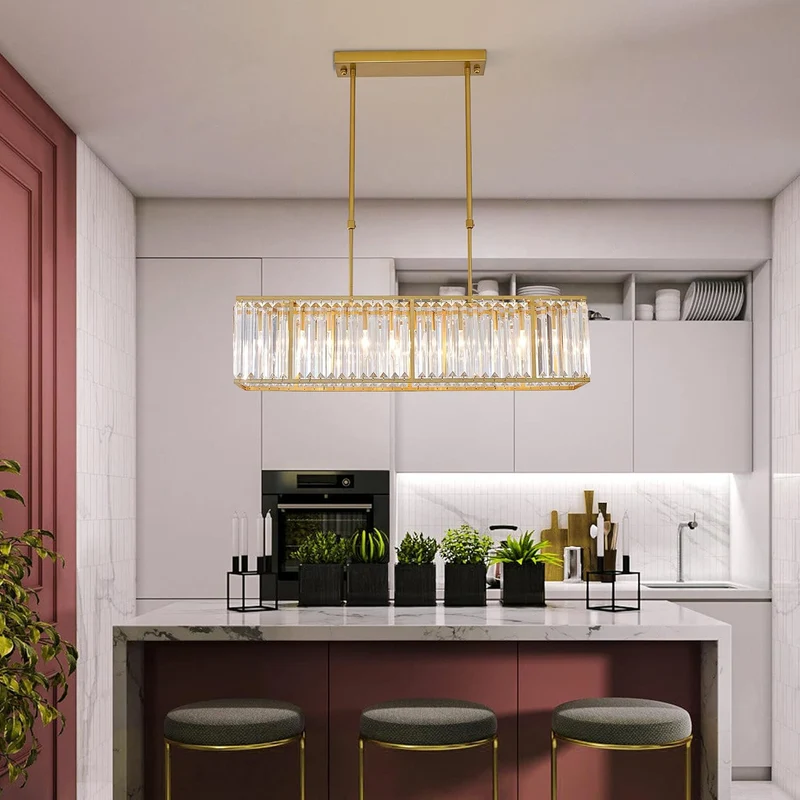 Kristallen Hanglamp Lineair Keukeneiland Eetkamer Plafondverlichting Kroonluchter Scandinavisch Design | Sansoti