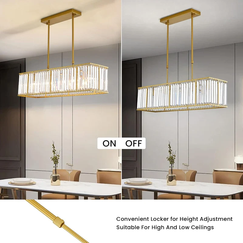 Kristallen Hanglamp Lineair Keukeneiland Eetkamer Plafondverlichting Kroonluchter Scandinavisch Design | Sansoti