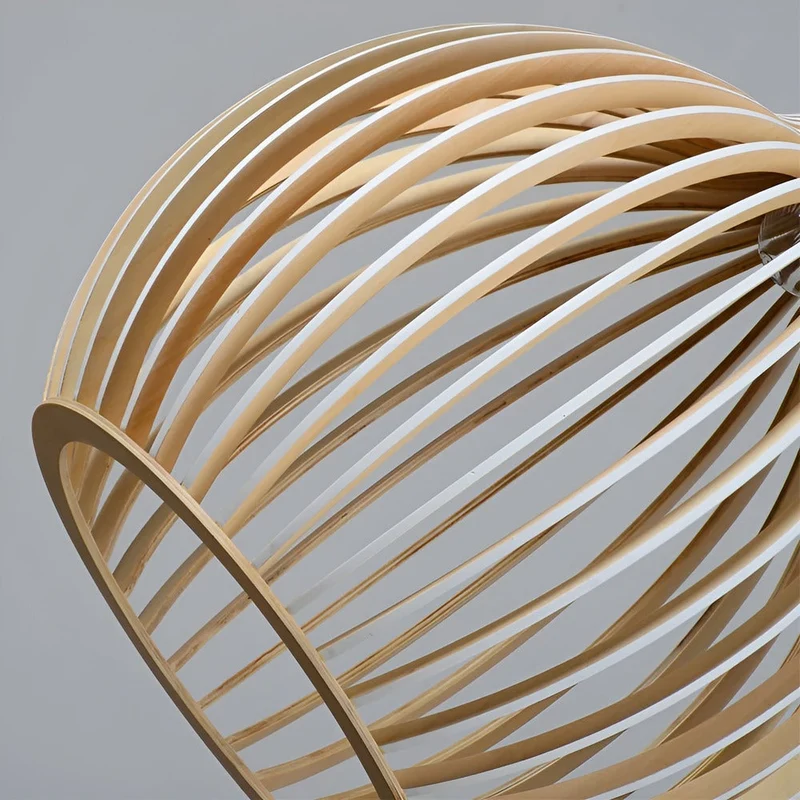 Houten Hanglamp Scandinavisch Design Plafondverlichting Eethoek Woonkamer Sfeerlicht Natuurlijk Hout 45cm | Sansoti