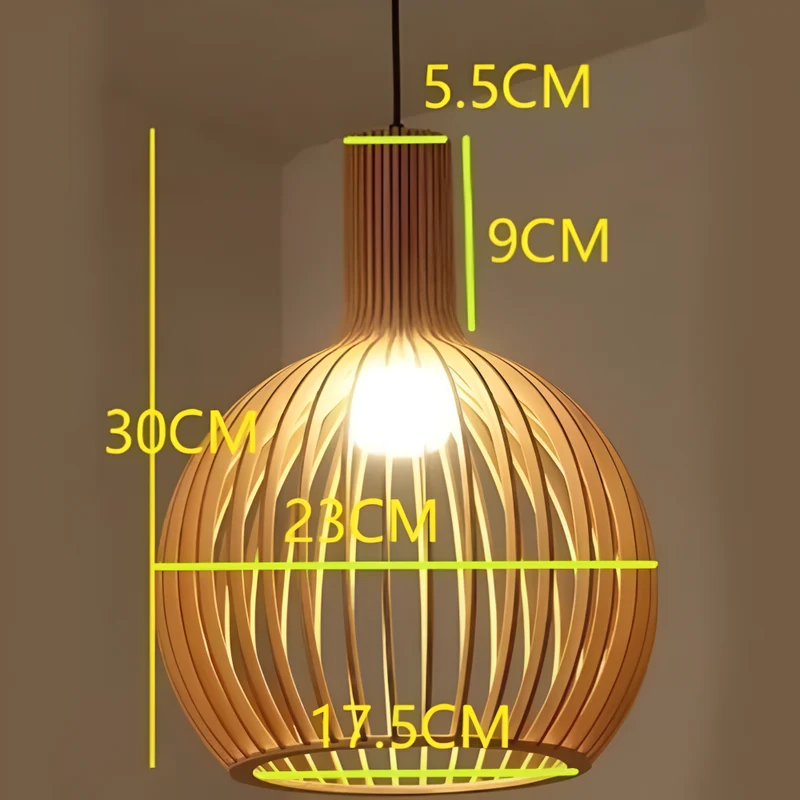 Houten Hanglamp Scandinavisch Design Plafondverlichting Eethoek Woonkamer Sfeerlicht Natuurlijk Hout 45cm | Sansoti