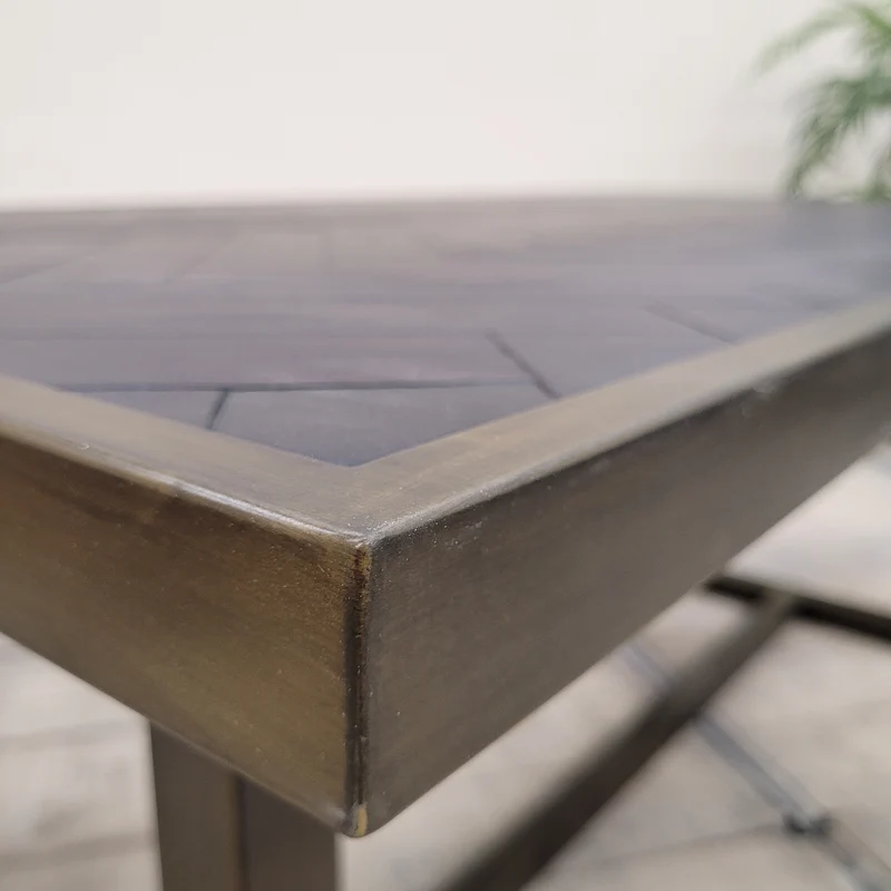 Saffron Esstisch Massivholz 180cm Fischgrät Muster Schwarz Braun Tisch