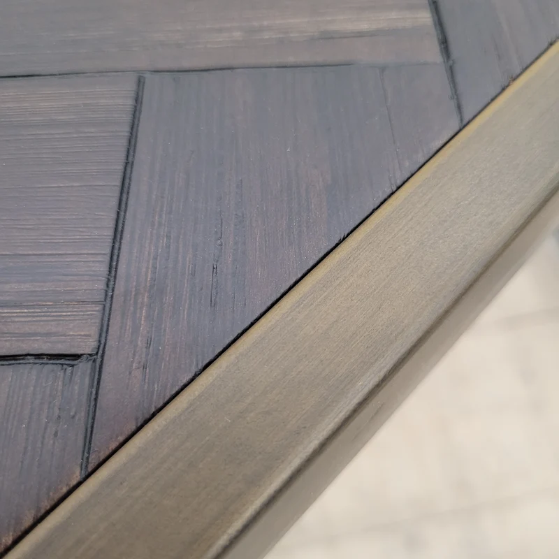 Saffron Esstisch Massivholz 180cm Fischgrät Muster Schwarz Braun Tisch