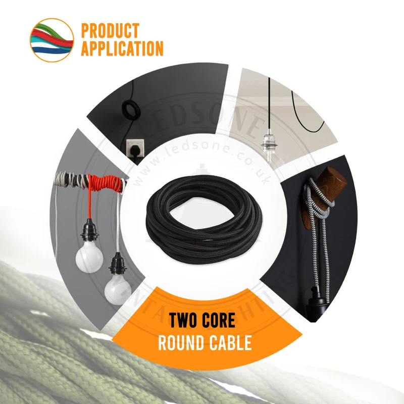 Textilkabel Lampe-Vintage 2-adriges blau Rundkabel~2665