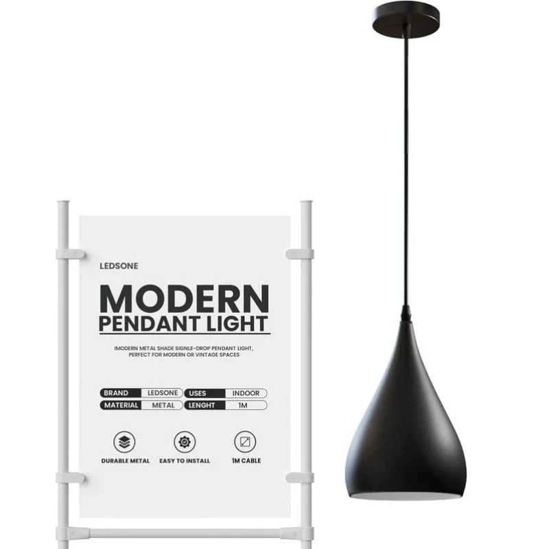 Moderne Pendelleuchte schwarz Metall Hängelampe ~3052