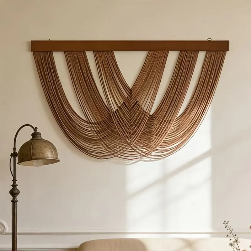 Gemacramed Wandpaneel Boho Katoen 100x60 cm Minimalistische Wandversiering Natuurlijk Textiel Woonkamer | Sansoti