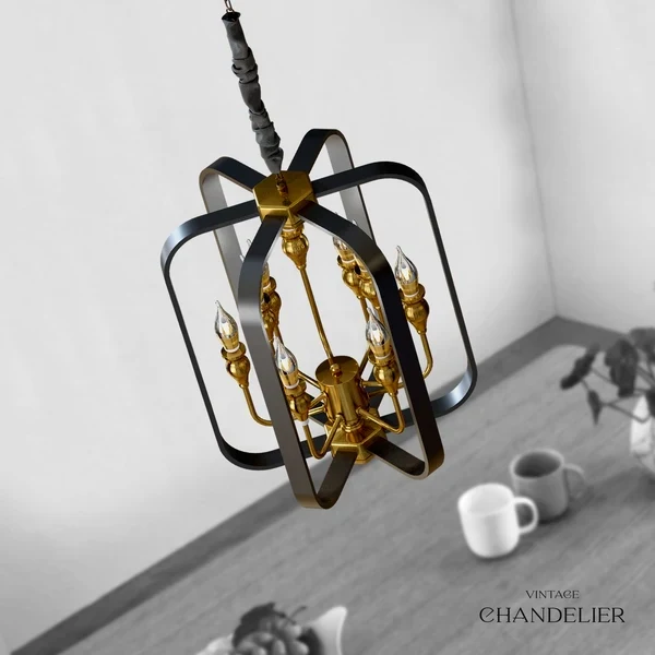 pendelleuchte schwarz/gold 9 Kerzen-kronleuchter modern~2717