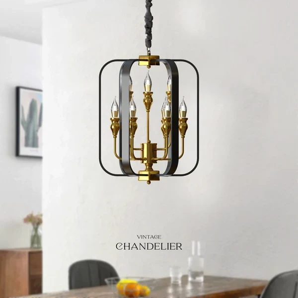 pendelleuchte schwarz/gold 9 Kerzen-kronleuchter modern~2717