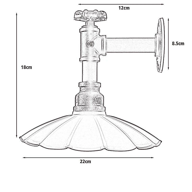 Industrielle Wandleuchte Innen | Rohr Design Wandlampe E27~2298
