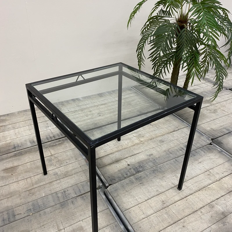 Stehtisch schwarz Glas Eisen Tisch 90x90 eckig Gebraucht