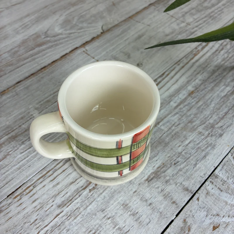 Jet By Ter Steege Becher Seasons Tasse Keramik Grün Orange Kariert Neu
