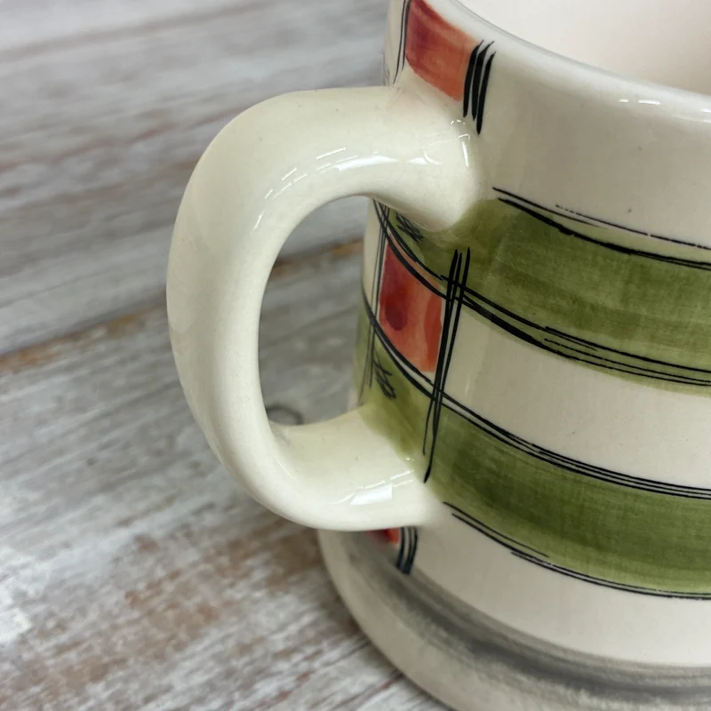 Jet By Ter Steege Becher Seasons Tasse Keramik Grün Orange Kariert Neu