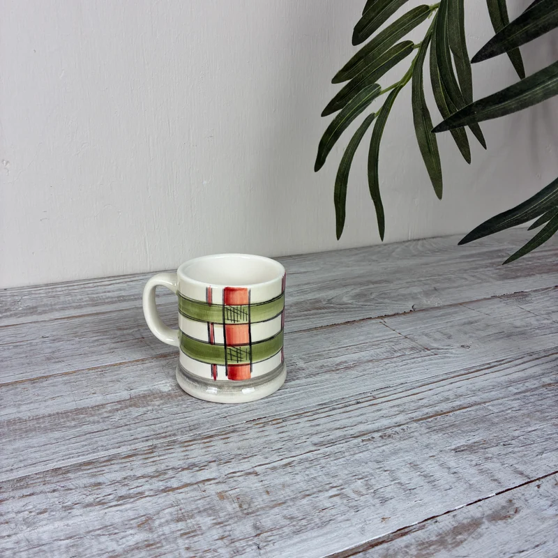 Jet By Ter Steege Becher Seasons Tasse Keramik Grün Orange Kariert Neu