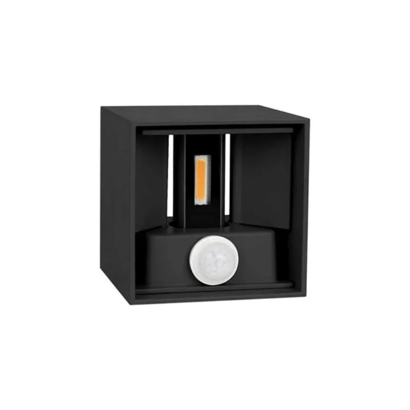 LED Wandleuchte mit Bewegungsmelder 10cm Alu Cube Außen 10W~2569