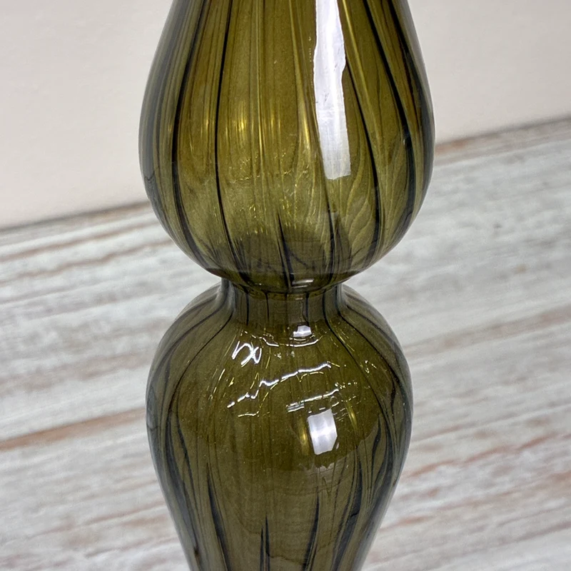 Kerzenständer Dunkelgrün Glas Ständer Curvy Deko Kerzenhalter 35cm