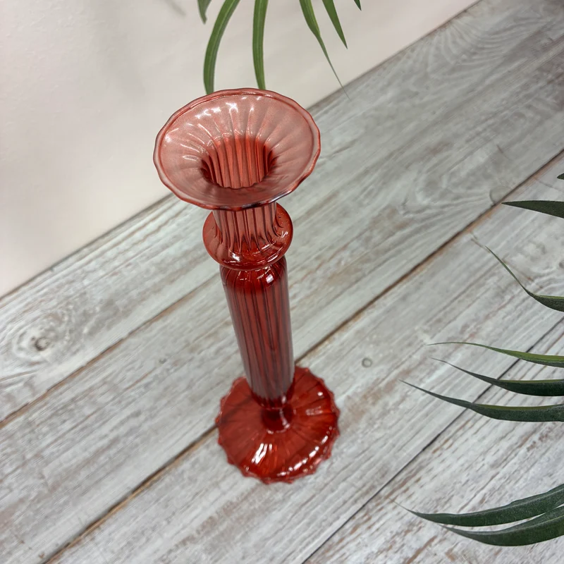 Kerzenständer rot Glas Ständer Deko Kerzenhalter 29cm