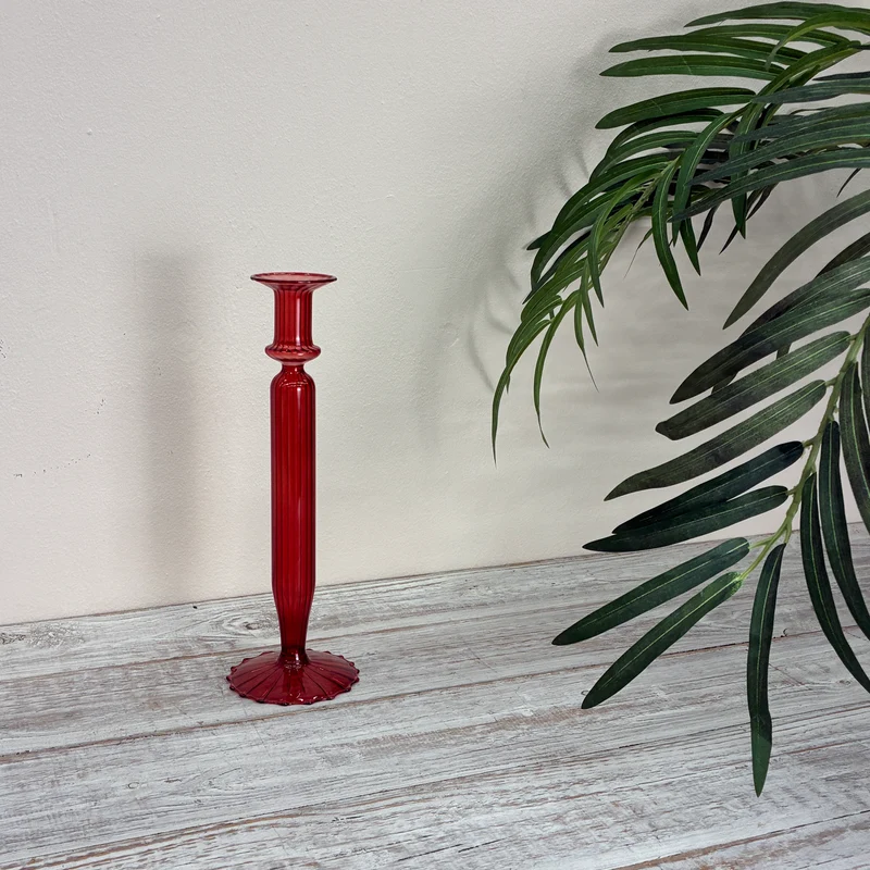 Kerzenständer rot Glas Ständer Deko Kerzenhalter 29cm