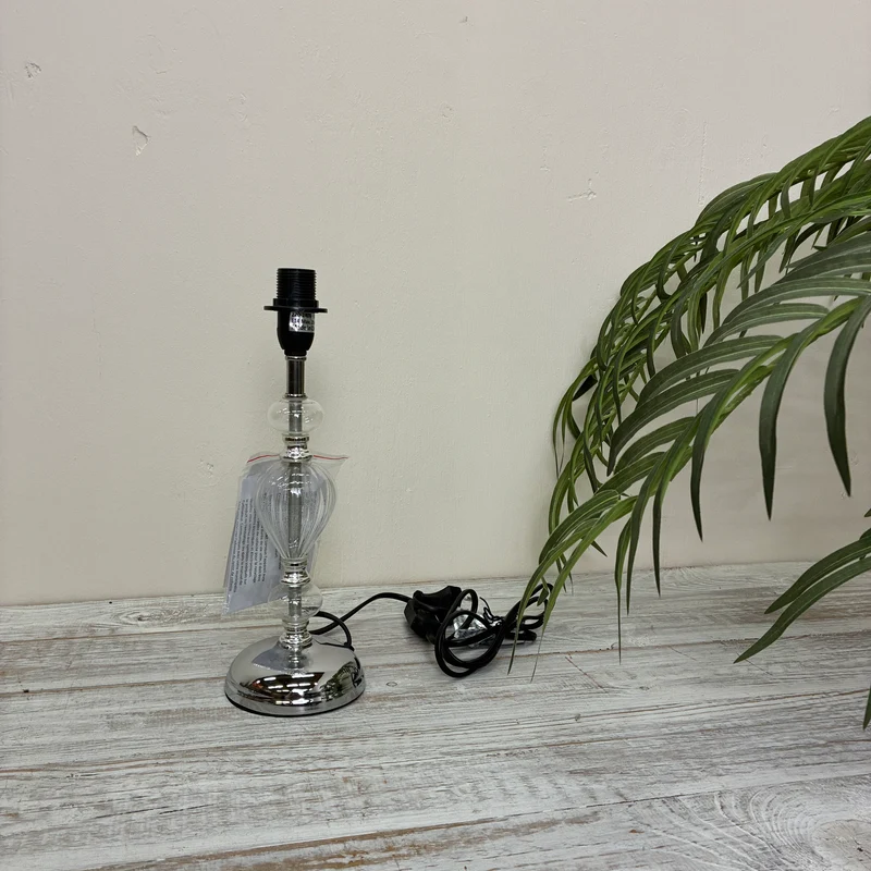 Glasstil Tischleuchte Lampe silbern Tischlampe Vintage Stil