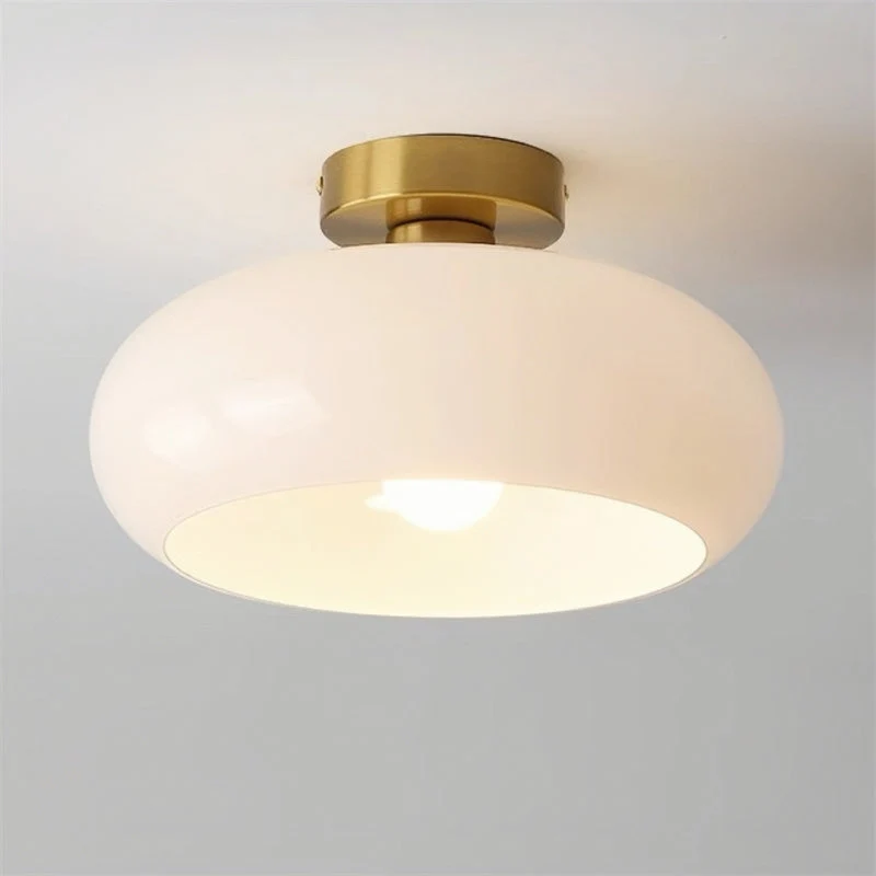 Plafondlamp Glas Messing Vintage Retro Stijl E27 28cm Hal Keuken Slaapkamer Badkamer Handgeblazen Woonkamer | Sansoti