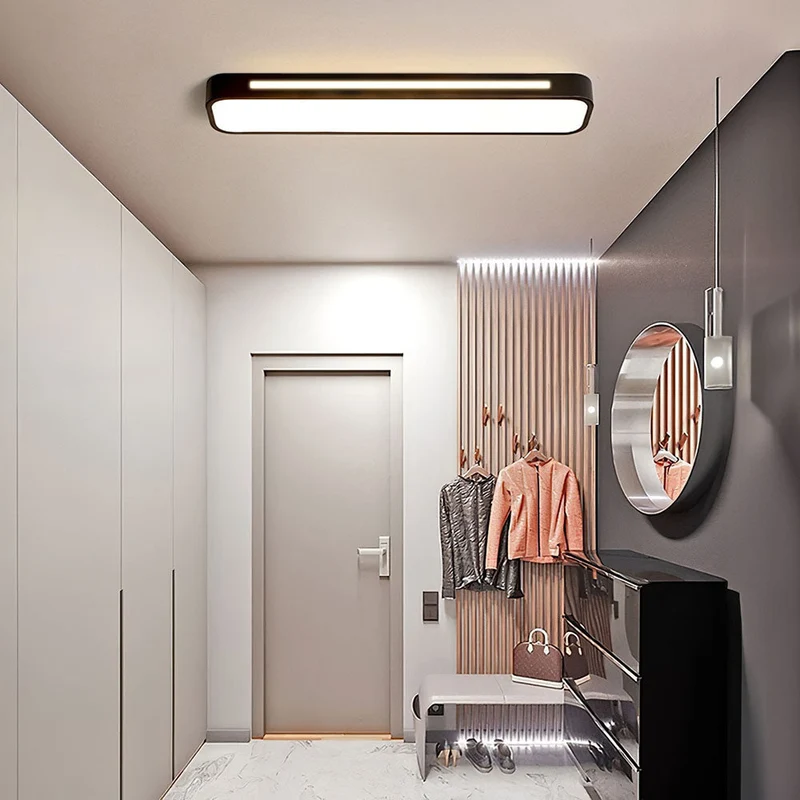 Strakke LED Plafondlamp Minimalistisch Design IJzer Acryl Moderne Verlichting Hal Woonkamer Eetkamer Slaapkamer | Sansoti