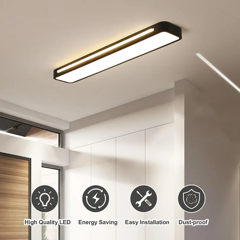 Strakke LED Plafondlamp Minimalistisch Design IJzer Acryl Moderne Verlichting Hal Woonkamer Eetkamer Slaapkamer | Sansoti