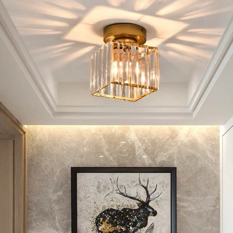 Plafondlamp Kristal Glas Modern Laag Profiel Zwart Goud E27 220V Hal Slaapkamer Woonkamer Chroom Verlichting | Sansoti