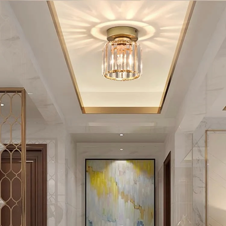 Plafondlamp Kristal Glas Modern Laag Profiel Zwart Goud E27 220V Hal Slaapkamer Woonkamer Chroom Verlichting | Sansoti