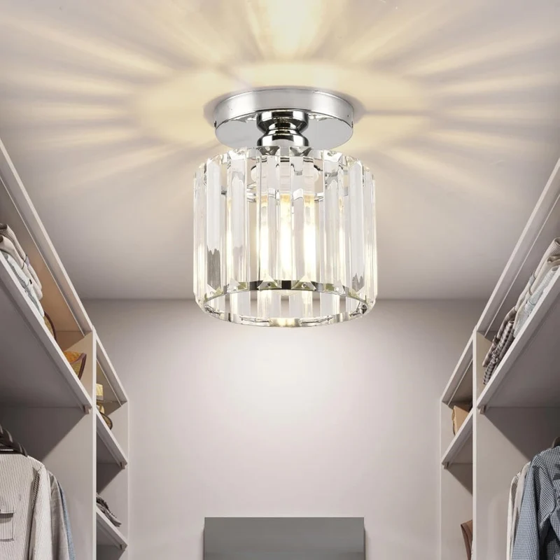 Plafondlamp Kristal Glas Modern Laag Profiel Zwart Goud E27 220V Hal Slaapkamer Woonkamer Chroom Verlichting | Sansoti