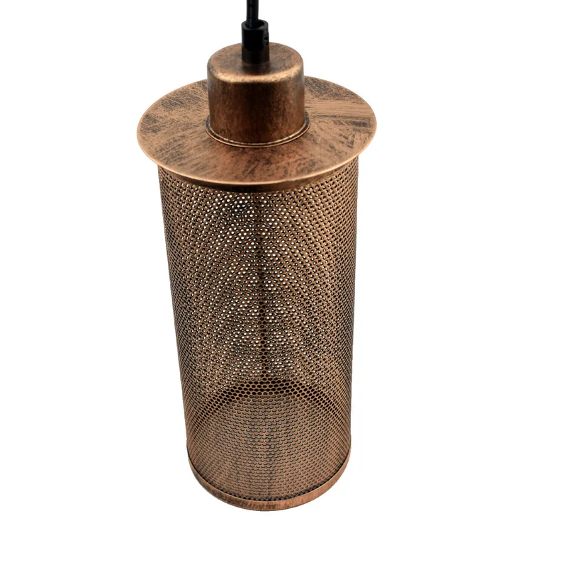 Vintage Industrielle Pendelleuchte – Gebürstetes Kupfer E27 Deckenlampe mit verstellbarem Kabel ~2516