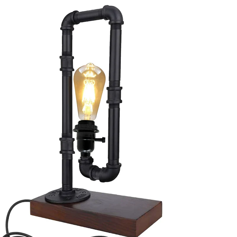 Industrieller rustikaler Retro-Stil Pfeifenleuchte Steampunk Schreibtisch Tisch Schlafzimmerlampe Licht ohne Schirm Rohrlampen~2310