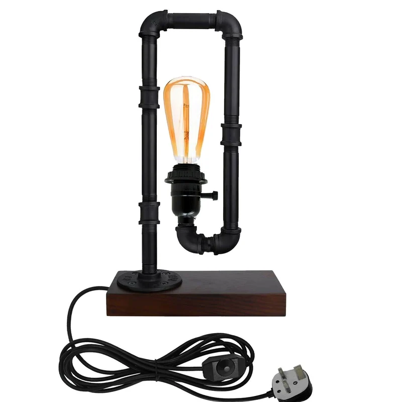 Industrieller rustikaler Retro-Stil Pfeifenleuchte Steampunk Schreibtisch Tisch Schlafzimmerlampe Licht ohne Schirm Rohrlampen~2310
