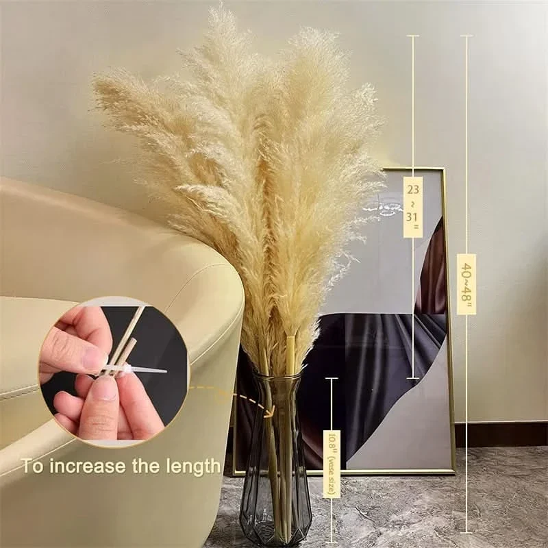 Decoratieve Pampasgrassen 65cm – Kunstdecoratie Boho Stijl voor Vaas Interieur Woonkamer Scandinavisch | Sansoti