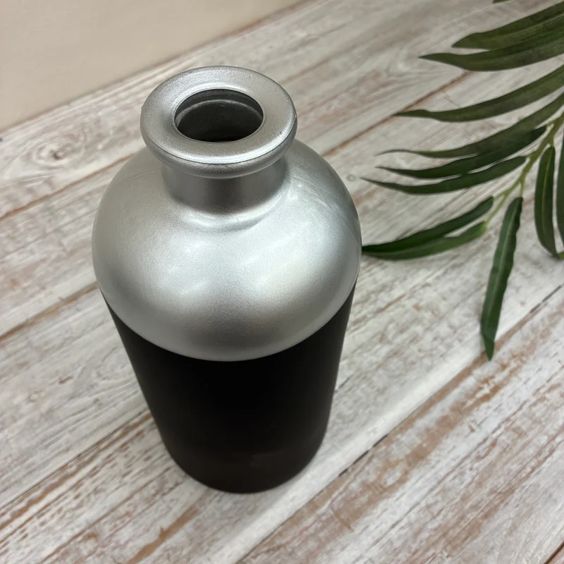 Countryfield Vase Silber Schwarz Matt Design Deko 25cm