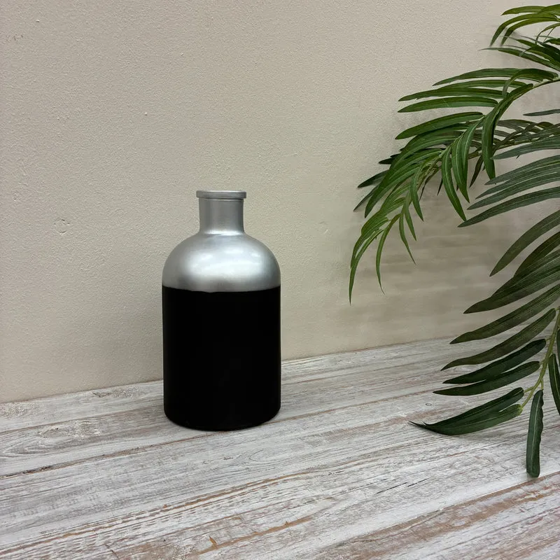 Countryfield Vase Silber Schwarz Matt Design Deko 27cm