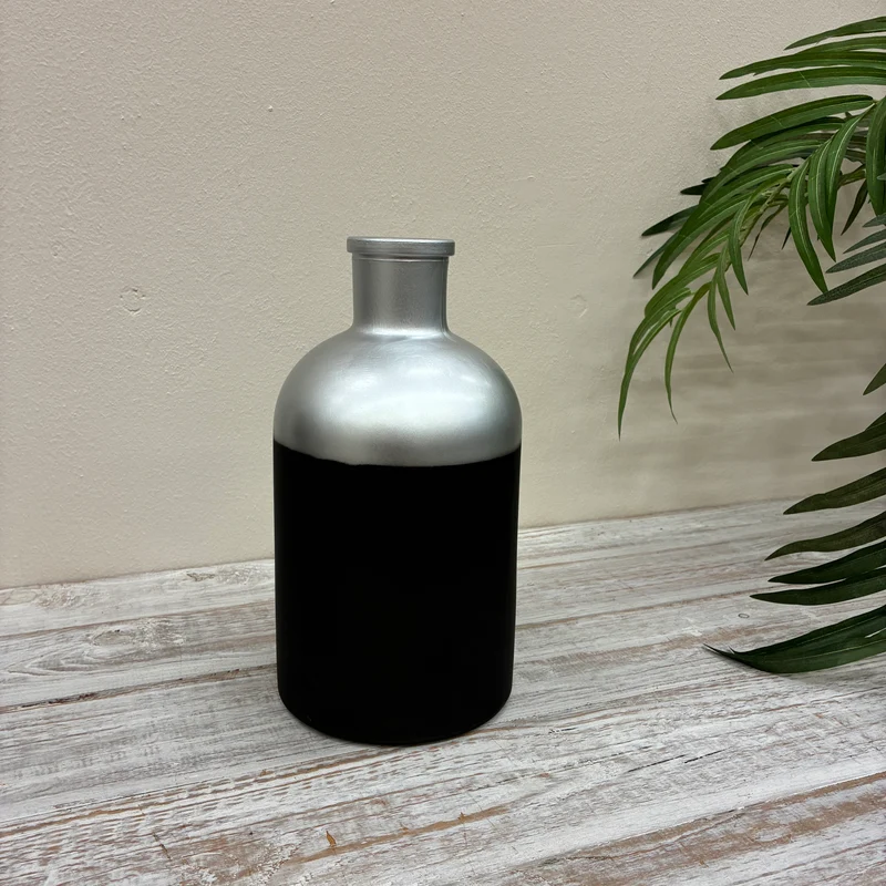 Countryfield Vase Silber Schwarz Matt Design Deko 27cm