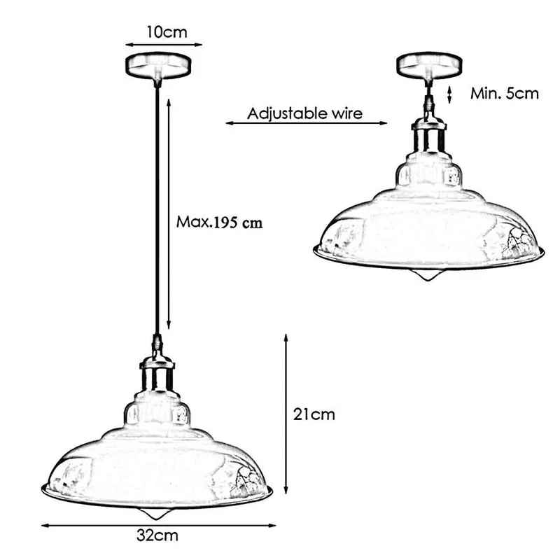 Moderne Pendelleuchte in Gelb mit E27 –195cm Kabel – Komplettset aus Metall~ 2823