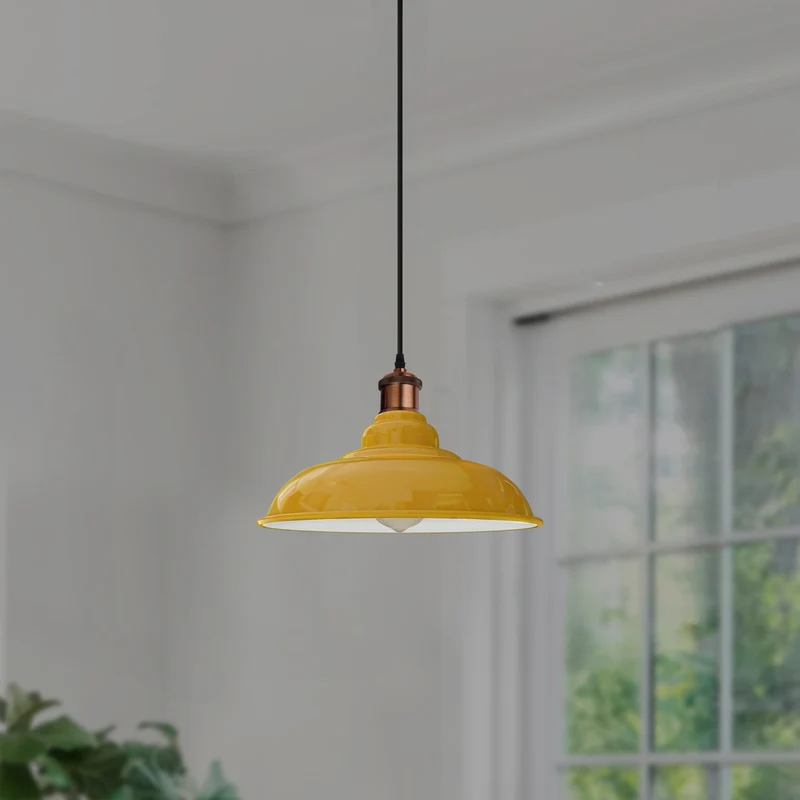 Moderne Pendelleuchte in Gelb mit E27 –195cm Kabel – Komplettset aus Metall~ 2823