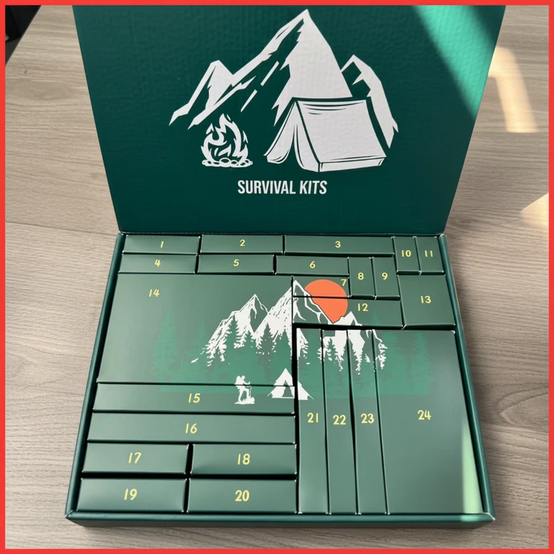 Adventskalender met 24 Outdoortools – Dagelijkse Verrassing voor Kamperen Wandelen Avontuur en Outdoor | Sansoti