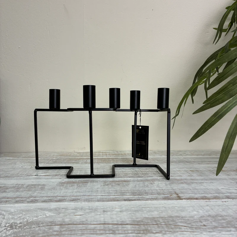 SENZA Kerzenhalter Zig Zag Schwarz Metall 5-flammig Deko Modern
