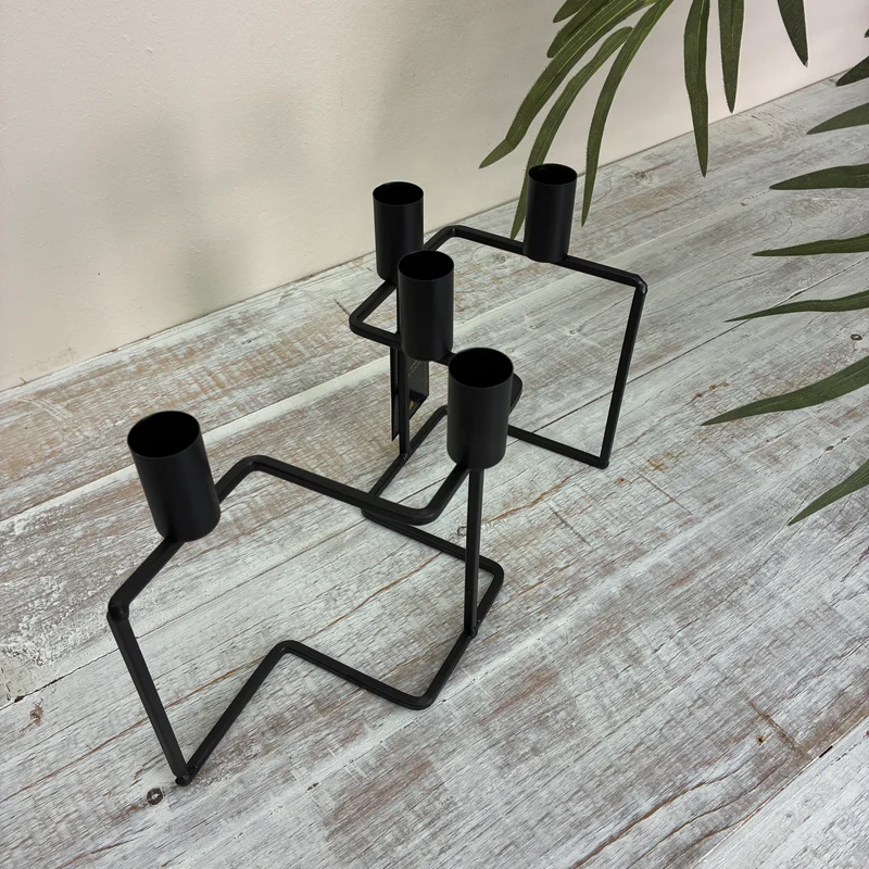 SENZA Kerzenhalter Zig Zag Schwarz Metall 5-flammig Deko Modern