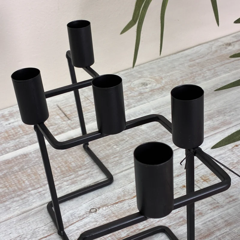 SENZA Kerzenhalter Zig Zag Schwarz Metall 5-flammig Deko Modern